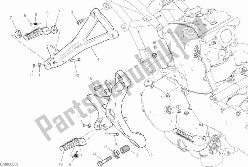 All parts for the Footrests, Right of the Ducati Supersport S USA 937 2018